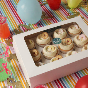12 Birthday cupcakes: Vanilla with Raspberry Jam
